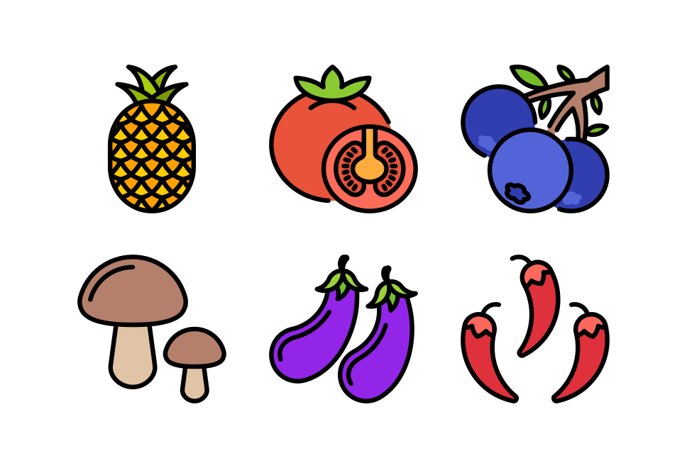 Vegetables and Fruits Large Set Preview
