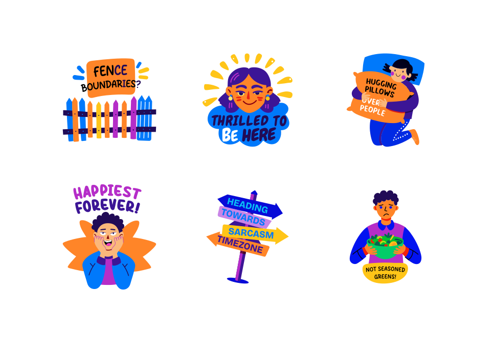Funny Sarcastic Stickers Large Set Preview