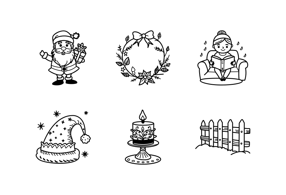 Winter holiday Doodles -  Large Set Preview