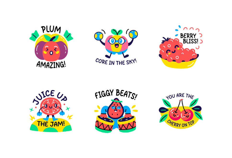 Cool Fruit Stickers Collection Large Set Preview