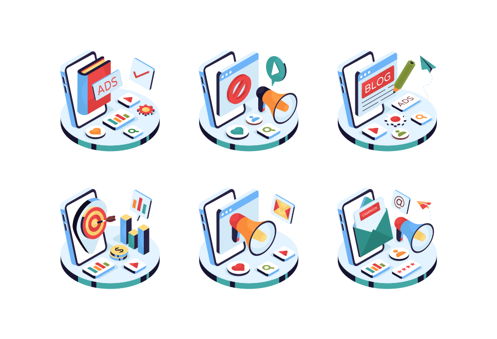 Digital Marketing Isometric Illustrations  Large Set Preview