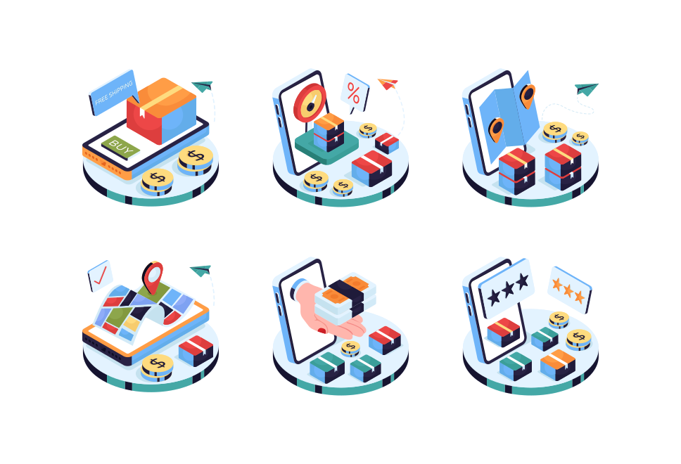 Delivery and logistics isometric illustrations  Large Set Preview