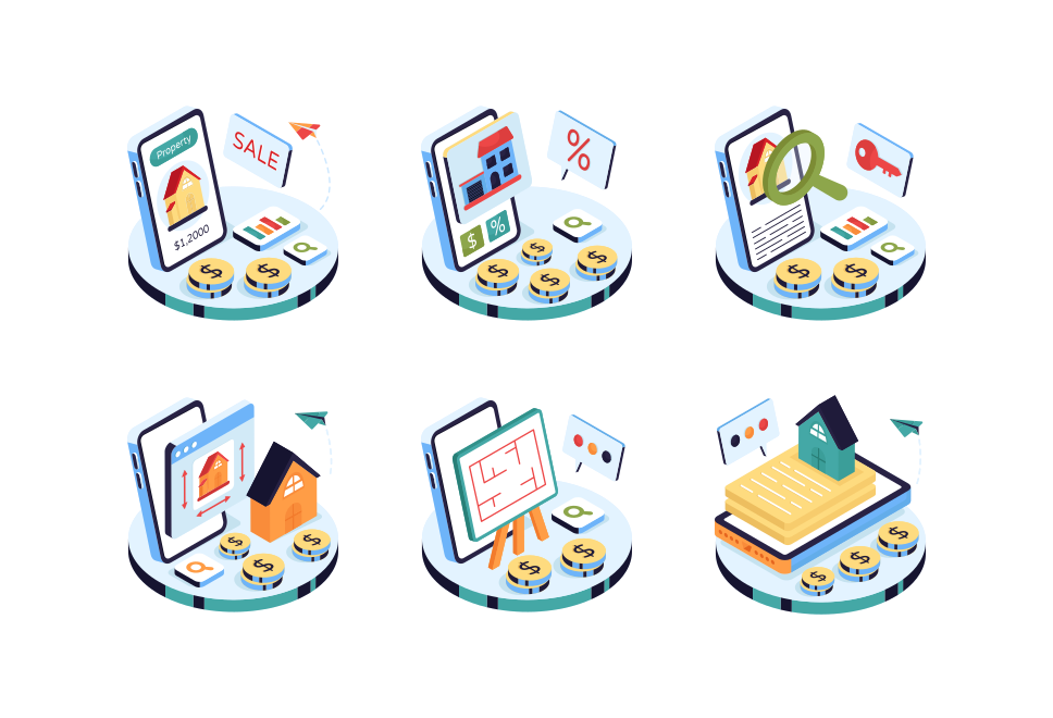 Online shopping and commerce isometric illustrations  Large Set Preview