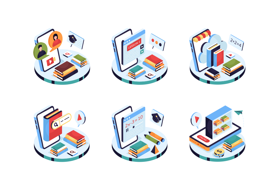 Online education and back to school isometric illustrations  Large Set Preview