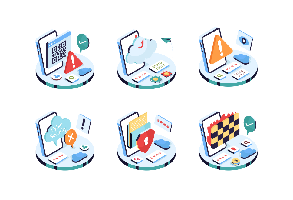 Cyber security isometric illustrations  Large Set Preview