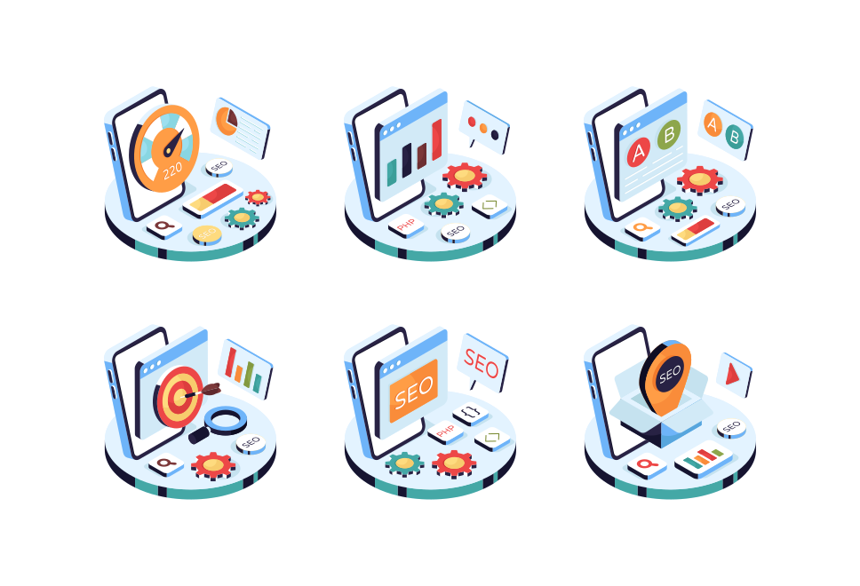 Seo isometric illustrations  Large Set Preview