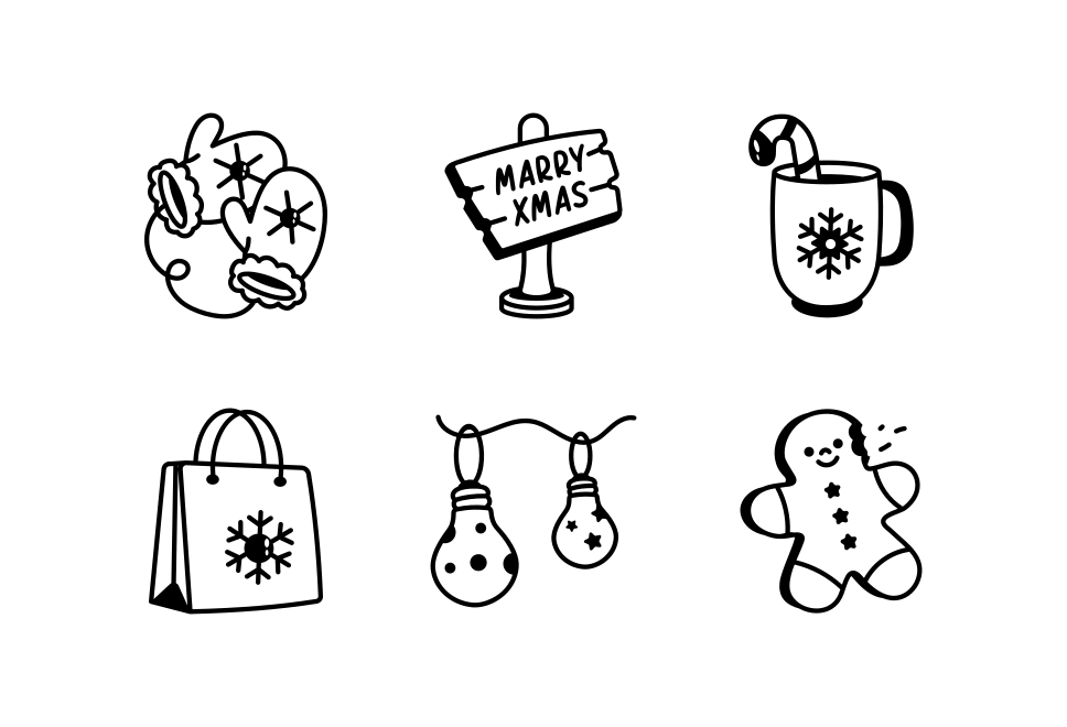 Christmas Drawing Illustration Set Large Set Preview