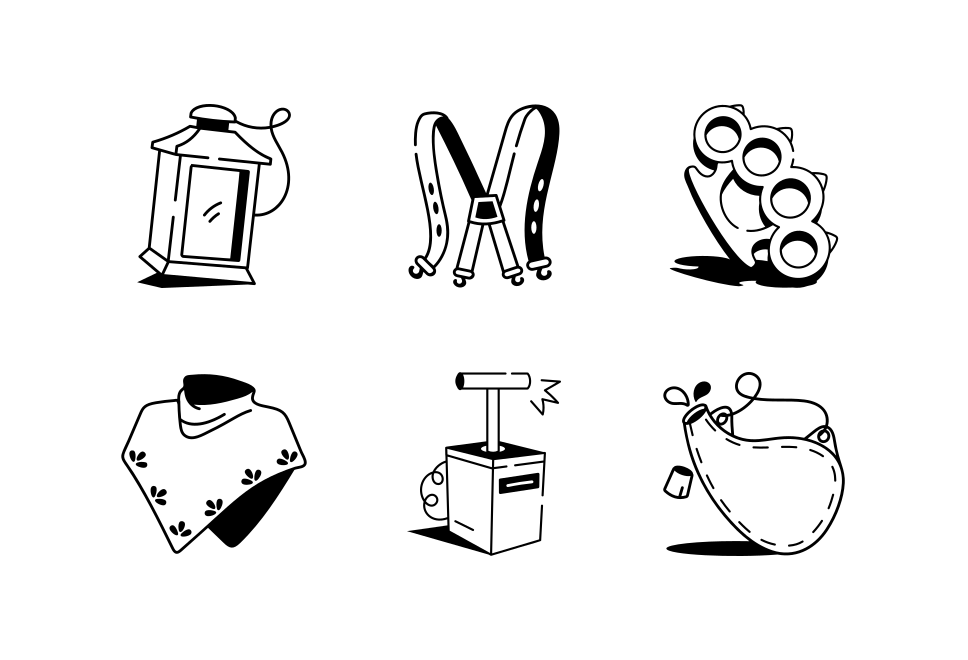 Cowboy Drawing Illustration Set Large Set Preview