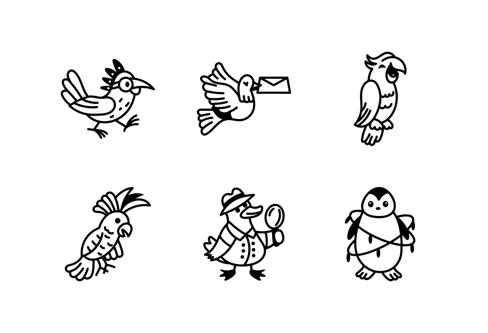 Bird Doodle Art Large Set Preview