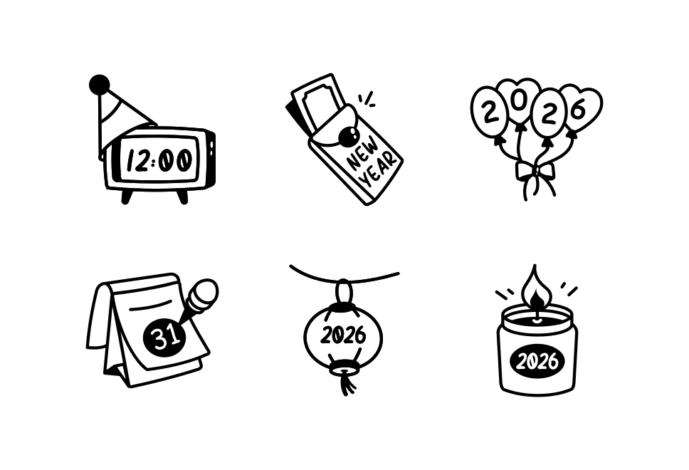 New Year Doodles Art Set  Large Set Preview