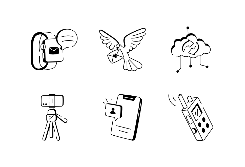 Communication Doodle Icon Set  Large Set Preview