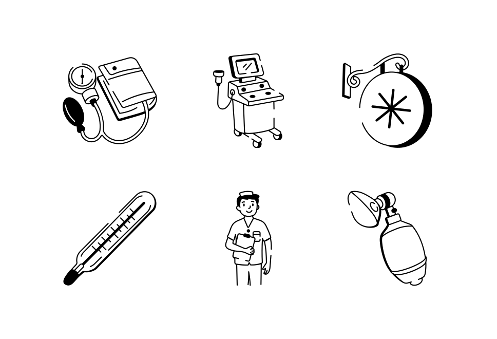 Nursing Doodles Icons Set  Large Set Preview