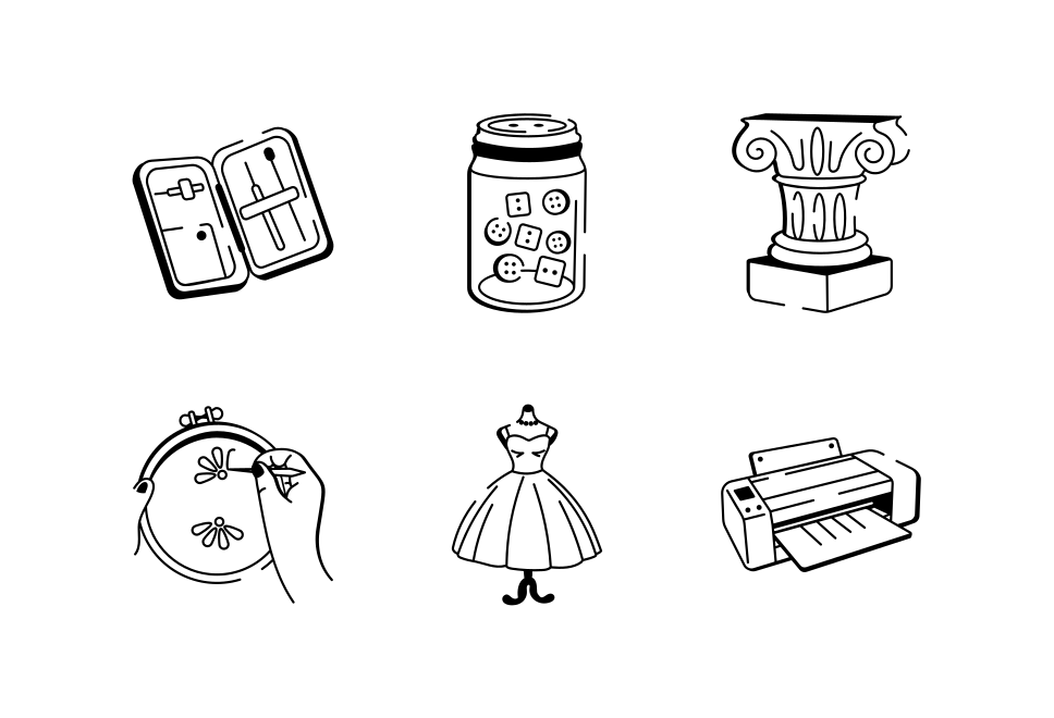 Crafting and DIY Doodle Icon set  Large Set Preview